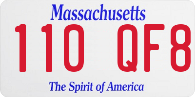 MA license plate 110QF8