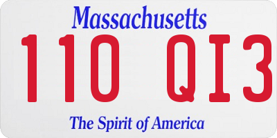 MA license plate 110QI3