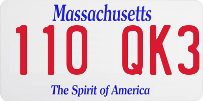 MA license plate 110QK3