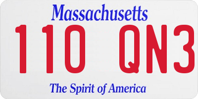 MA license plate 110QN3