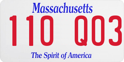MA license plate 110QO3