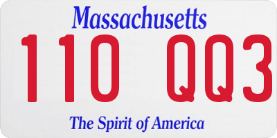 MA license plate 110QQ3