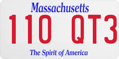MA license plate 110QT3