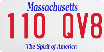 MA license plate 110QV8