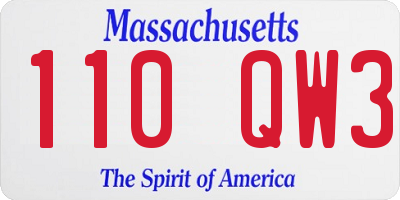 MA license plate 110QW3