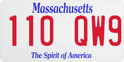 MA license plate 110QW9