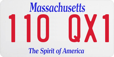 MA license plate 110QX1