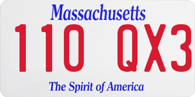 MA license plate 110QX3