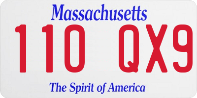 MA license plate 110QX9