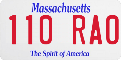 MA license plate 110RA0