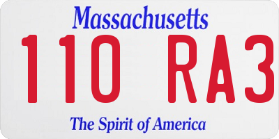 MA license plate 110RA3