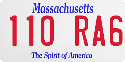 MA license plate 110RA6