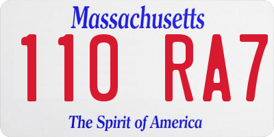 MA license plate 110RA7