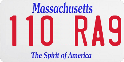 MA license plate 110RA9