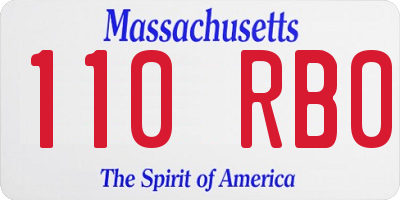 MA license plate 110RB0