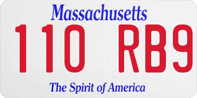 MA license plate 110RB9