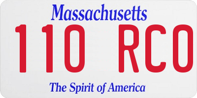 MA license plate 110RC0
