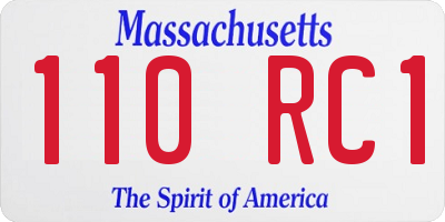 MA license plate 110RC1