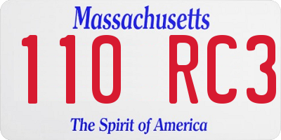 MA license plate 110RC3