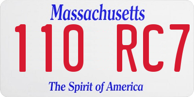 MA license plate 110RC7