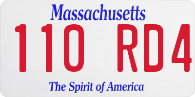 MA license plate 110RD4