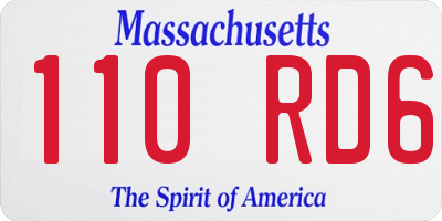 MA license plate 110RD6