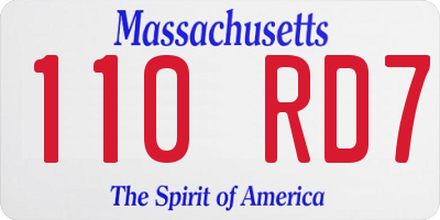 MA license plate 110RD7