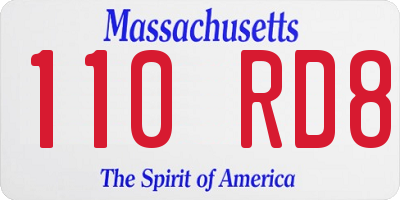 MA license plate 110RD8