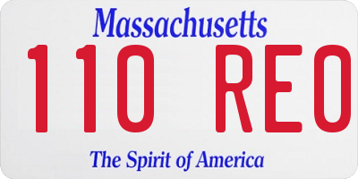 MA license plate 110RE0