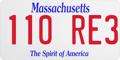 MA license plate 110RE3