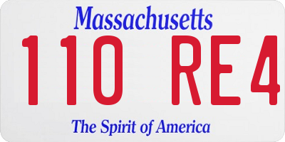MA license plate 110RE4