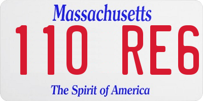 MA license plate 110RE6