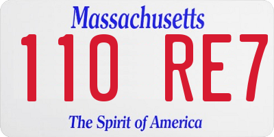 MA license plate 110RE7