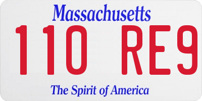 MA license plate 110RE9