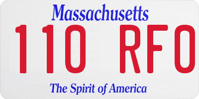MA license plate 110RF0