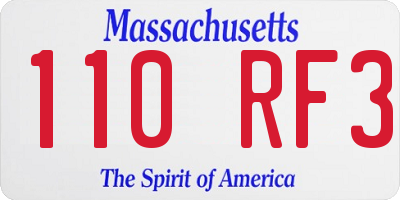 MA license plate 110RF3