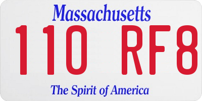 MA license plate 110RF8