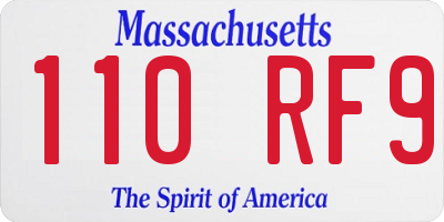 MA license plate 110RF9