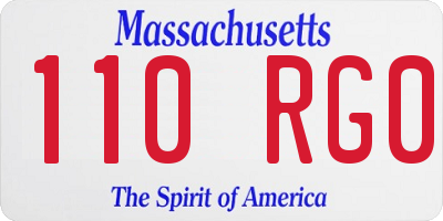 MA license plate 110RG0
