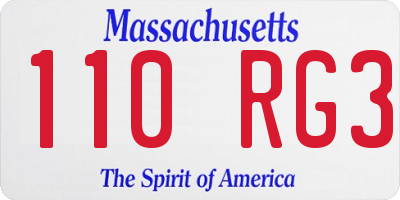 MA license plate 110RG3