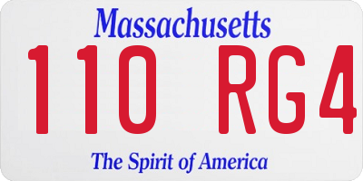 MA license plate 110RG4