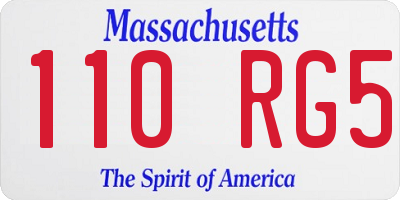 MA license plate 110RG5