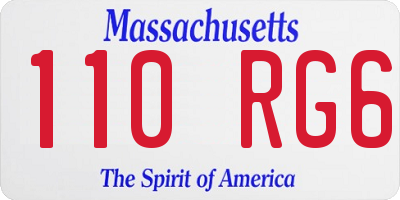 MA license plate 110RG6