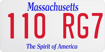 MA license plate 110RG7