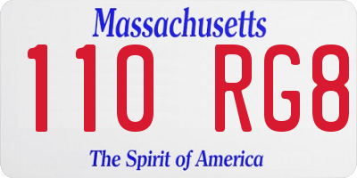 MA license plate 110RG8