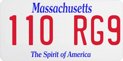 MA license plate 110RG9