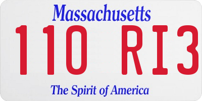 MA license plate 110RI3