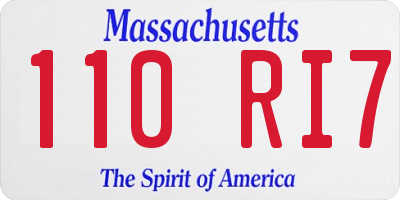 MA license plate 110RI7