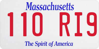MA license plate 110RI9