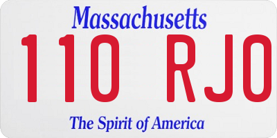 MA license plate 110RJ0